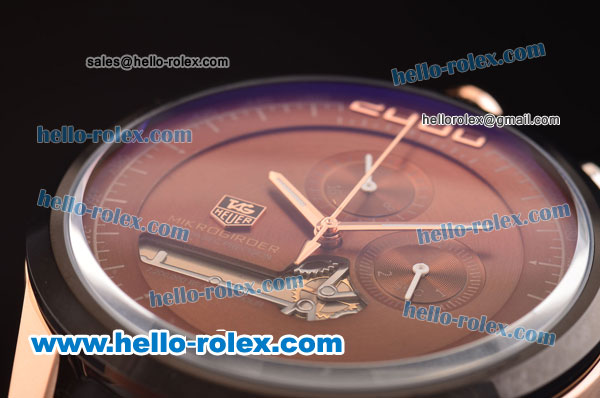 Tag Heuer Mikrogirder 2000 Chronograph Miyota Quartz Rose Gold Case with PVD Bezel and Brown Dial - Click Image to Close
